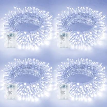 4 Pack 200 LED Battery Operated String Lights, Twinkle Lights Cool White - color: Cool White, size: 4PK(50LED)