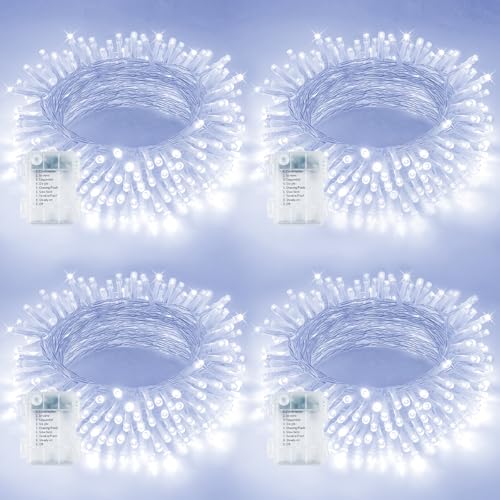 4 Pack 200 LED Battery Operated String Lights, Twinkle Lights Cool White - color: Cool White, size: 4PK(50LED)