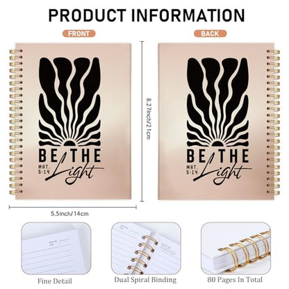 Inspirational Boho Christian Notebook - Religions Gift for Women, Be the Light Bible Verse Jounal, Christian Journaling for Church Notting Stationery Supplies - color: Be the Light