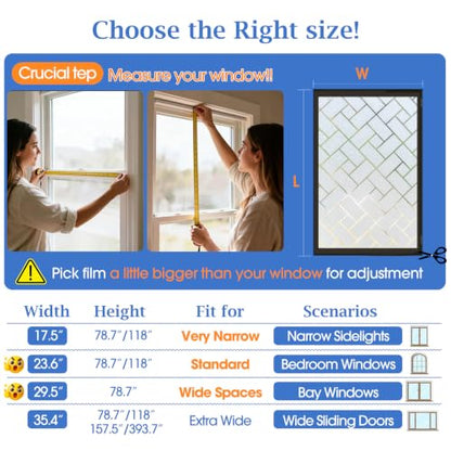 Coavas Window Privacy Film UV & Sun Blocking No Glue 23.6"x78.7" Frosted | Static Cling Removable Anti Glare Heat Control Day and Night Frosted Glass Window Film for Bathroom Home Office - color: White, size: 23.6 x 78.7 Inch