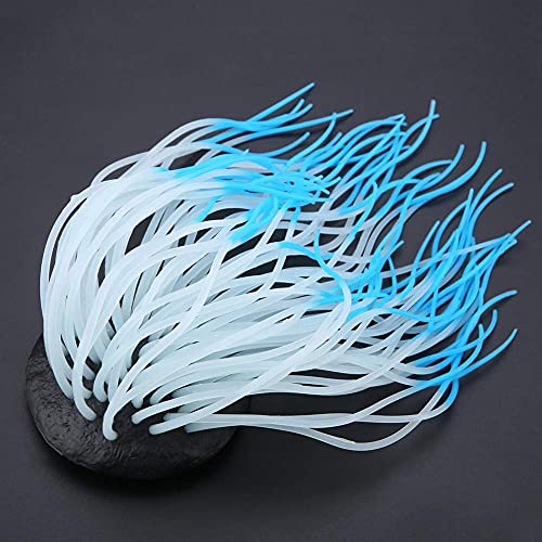 Lifelike Silicone Sea Anemone Aquarium Decor, Glowing Artificial Ornament with Suction Cup for Fish Tank, Blue