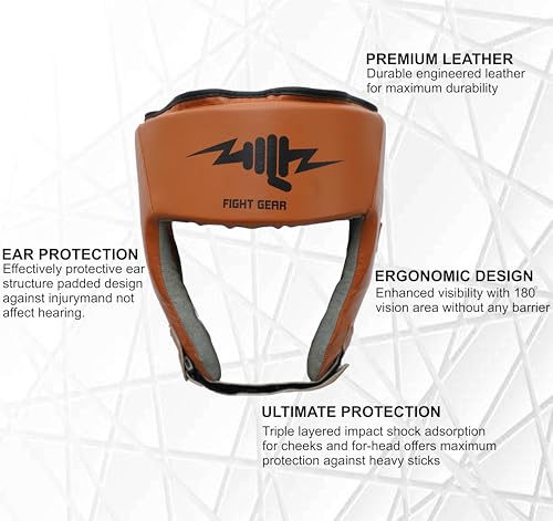 Boxing Headgear for Men | Adjustable Kickboxing Muay Thai Head Protector | Safety Head Guard | Training Helmet for Sparring, Martial Arts, Grappling & Karate