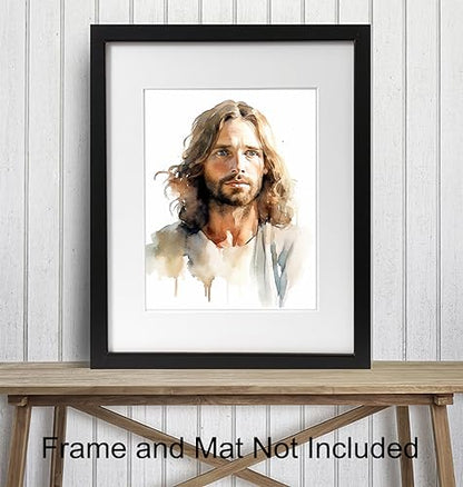 Jesus Christ Christian Wall Decor - Jesus Poster, Picture, Painting - Religious Wall Art - inspiring Christian Gifts for Women, Men - Spirituality Inspiration, Prayer, Psalms, Blessing Art Print