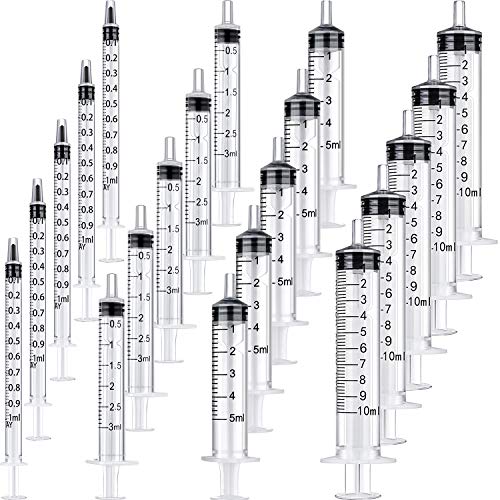 Frienda 20 Packs Syringes Without Needles,1 Ml/ 3 Ml/ 5 Ml/ 10 Ml | Large Plastic Measuring Tools for Food, Horse Care, Lab Dispensing, Graduated Markings, Reusable Multipurpose Applicators - size: 1 ml/ 3 ml/ 5 ml/ 10 ml