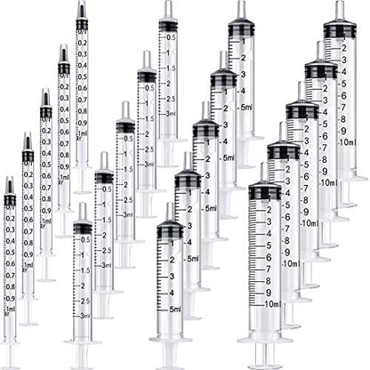 Frienda 20 Packs Syringes Without Needles,1 Ml/ 3 Ml/ 5 Ml/ 10 Ml | Large Plastic Measuring Tools for Food, Horse Care, Lab Dispensing, Graduated Markings, Reusable Multipurpose Applicators - size: 1 ml/ 3 ml/ 5 ml/ 10 ml