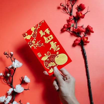 36pcs Red Envelopes Chinese New Year, Chinese Hong Bao Envelopes for Money, 2026 Lunar New Year of The Horse Red Packets with 6 Unique Gold Embossed Designs for Spring Festival, Large