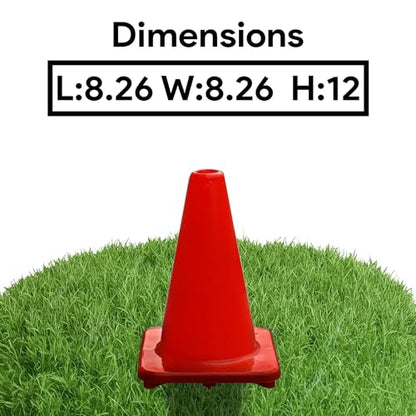 Versatyle Heavy Duty Agility Training Cones (2 in, 6 in, 9 in, 12 in, 28 in) for Sports, Kids Coaching, Multipurpose Field Marker Cones, Soccer, Basketball Drills, Bike, Motorcycle, Traffic Training - style: 12in, Orange