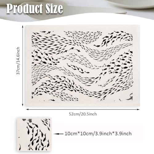 SUPERDANT 4PCS School of Fish Underglaze Paper Transfer Marine Fishes Transfer Paper for Clay Ceramic Porcelain Under Glaze Transfers for Pottery Enamel Decals Black Underglaze Handcrafted Gifts