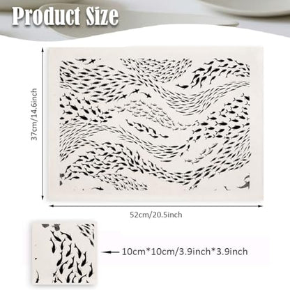 SUPERDANT 4PCS School of Fish Underglaze Paper Transfer Marine Fishes Transfer Paper for Clay Ceramic Porcelain Under Glaze Transfers for Pottery Enamel Decals Black Underglaze Handcrafted Gifts