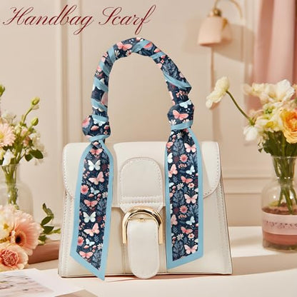Head Hair Scarf Neck Silk Feeling Scarves Long Thin Satin Fashion Handbag Cute Decoration Women Girls 59 * 6.7'' - color: O-9-butterfly Flower