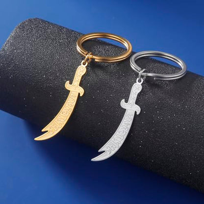 Dreamtimes Zulfiqar Sword keychain For Men Women Islam muslim HZ Zulfiqar Sword of Imam Ali keychain Islamic Muslim Jewelry - color: Silver