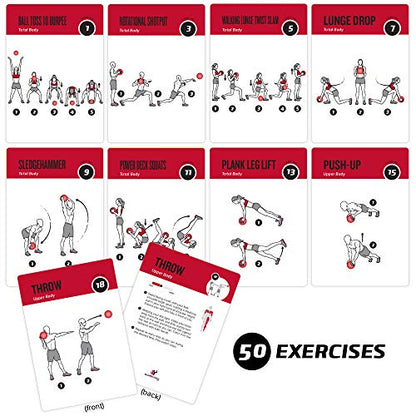 NewMe Fitness Medicine Ball Exercise Cards for Home Workouts, Workout Cards Deck for Women & Men, Beginner Fitness Guide to Training Exercises at Home or Gym - style: Medicine Ball