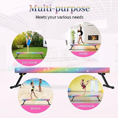 EL&IT·Wings 8FT Gymnastic Balance Beam for Kids, Adjustable Balance Beam with Leg, High and Low Level Floor Beam, Gymnastics Equipment for Home and Gym Center, Colorful