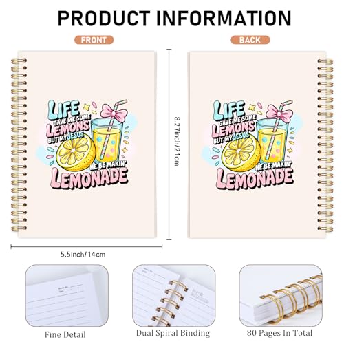 Bible Verse Journal Notebook - Religions Gifts for Women, Inspirational Hardcover Note Book for Church Notting Stationery Supplies Christian Gift for Prayer 5.5x8.3 Inches - color: Life Gave Me Some Lemons But My Jesus He Be Makin' Lemonade
