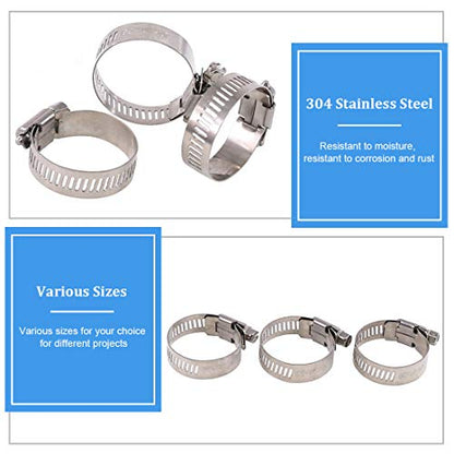 Glarks 20Pcs 304 Stainless Steel Adjustable 21-38MM Range Worm Gear Hose Clamps Assortment Kit, Fuel Line Clamp for Water Pipe, Plumbing, Automotive and Mechanical Application (21-38MM) - size: 21-38MM