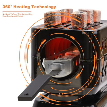 Charcoal Burner 360°Faster Heating Electric Stove Coconut Coal Starter 1 Heating Zones with Stainless Detachable Tongs, 1200W High Power Cube Coil Multipurpose Burners Fire Starters - color: black-1