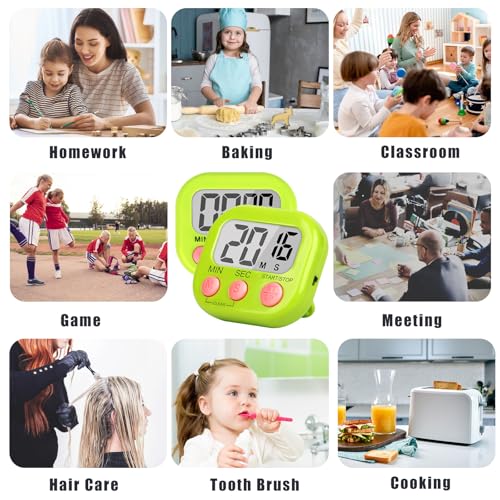 ZILLEEN Classroom Timer for Kids Teachers 2 Pack Digital Tmers, Green - color: Green & Green