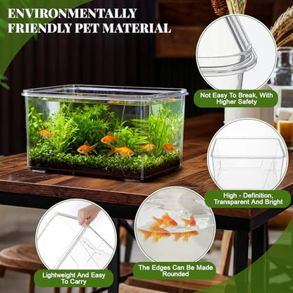 2.5 Gallon Plastic Fish Tank Large Bowl Shatterproof with Crystal Clear Clarity for Terrarium, Flower Vase Centerpiece Gift for Fish Lovers (Square) - size: 2.5 Gallon, style: Square