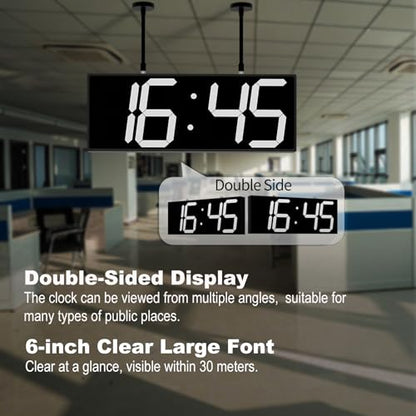 CHKOSDA Digital Wall Clock with Double Sided Display, Large Digital Clock with Timer,Alarm,Temperature and Date,Two Faced Hanging Digital Clock Large Display for Multiple Public Places(White) - color: White