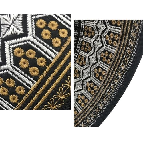 RUIXIA Men Boys Muslim Prayer Kufi Hat Skull Cap Embroidery Islam Kufi Headware takke Praying Beanie Hat Kofia Topi Hat - color: Grey/Orange/White-adults