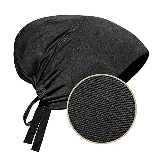 PURFUN 2 Pcs Muslim Inner Hijab Caps Women Girls Stretchy Breathable Full Cover Undercap Tube Bonnet Under Scarf Hats Beanie - color: Deep Grey+black/2pcs