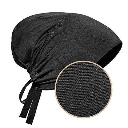 PURFUN 2 Pcs Muslim Inner Hijab Caps Women Girls Stretchy Breathable Full Cover Undercap Tube Bonnet Under Scarf Hats Beanie - color: Deep Grey+black/2pcs