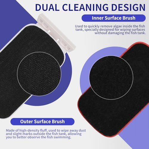 Aquarium Magnetic Brush Fish Tank Cleaner,Fish Glass Cleaner Algae Tool,Double Side Floating Algae Cleaning Tool,Two Algae Scraper,Easy to Clean,Suitable for 1/3 to 5/8 Inch Fish Tank(Medium) - size: M for Glass Thickness：1/3"-5/8"