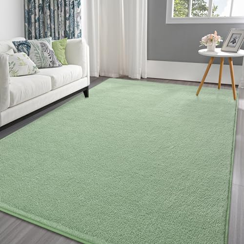 Pettop 4x6 ft Light Green Area Rugs for Bedroom Living Room, Washable Memory Foam Indoor Carpet, Modern Aesthetic Minimalist Non Slip Soft Comfy Carpet for Boys Girls Dorm Home Decor - color: Light Green, size: 4' X 6' (Rectangular)