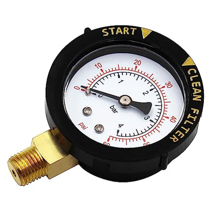 190058 Pressure Gauge 0-60 PSI,2” Start and Clean Filter Water Pressure Gauge with 1/4” NPT Bottom Mount Compatible with Hayward and Jandy Swimming Pool Filters,Spa and Aquarium Aftermarket Part