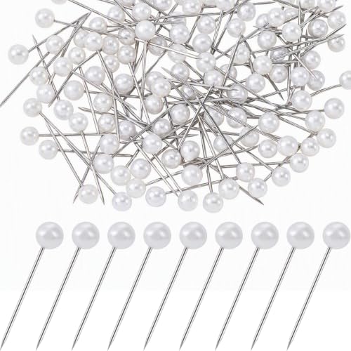 100pcs Decorative Pearl Push Pins, 0.79x0.16in, White - color: White-0.79x0.16in-100pcs