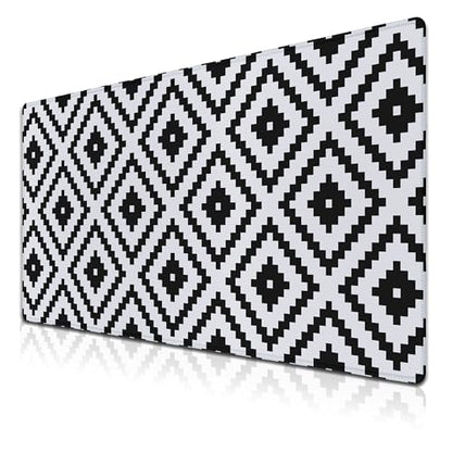 Large Mouse Pad Black and White XXL Mousepad Gaming Mouse Pads Computer Desk Mats Extra Large Desk Pad Non-Slip Rubber Base 35.4" X 15.7" for Game Office, Classic Rhombus Pattern - color: Black/White Classic Geometry