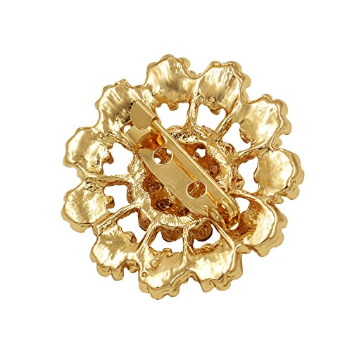 24 Pcs Rhinestone Crystal Flower Brooches Set Bulk, Mixed Color Gold Tone Floral Pins for Women DIY Wedding Bouquet, Hijab Scarf Lapel Sweater Cardigan Dress Hat Bag Coat