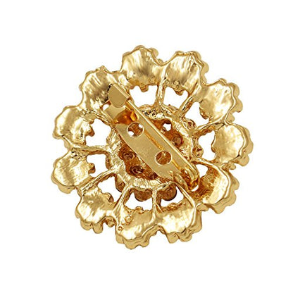 24 Pcs Rhinestone Crystal Flower Brooches Set Bulk, Mixed Color Gold Tone Floral Pins for Women DIY Wedding Bouquet, Hijab Scarf Lapel Sweater Cardigan Dress Hat Bag Coat