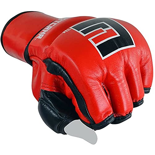 Combat Corner MMA Leather Construction Tech Fight Spar Gloves for Men and Women - Kickboxing, MMA, Muay Thai Fighting Training Sparring Gloves - size: Large