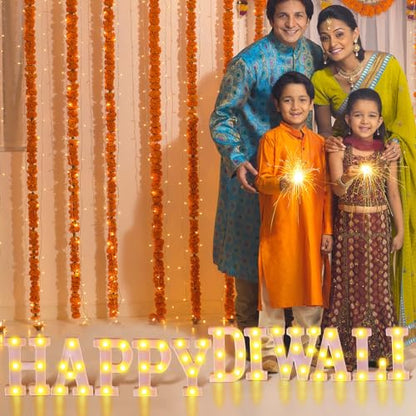 Aurelema 11 Pcs Happy Diwali Decorations Happy Diwali LED Letter Lights Sign Battery Powered Table Decorations for Party Gift - size: 8.27 inches, style: Happy Diwali