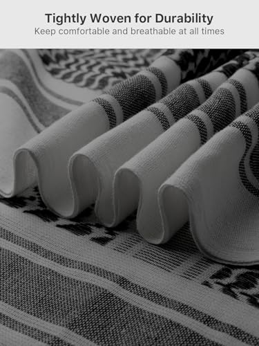 FREE SOLDIER Scarf Military Shemagh Tactical Desert Keffiyeh Head Neck Scarf Arab Wrap with Tassel for Men Women - color: Gray and Blue