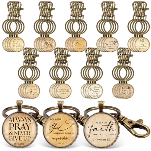 Fumete Bible Verse Religious Christian Keychain Bulk - color: Bronze
