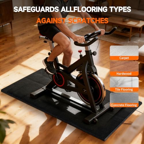Stepwaver Treadmill Mat for Floor & Carpet Floors, 63" × 30", 0.2" Thick Non-Slip Treadmill Mat for Carpet, Mat for Under Treadmill on Carpet Hardwood Floors - size: 63"L x 30"W x 0.2"Th