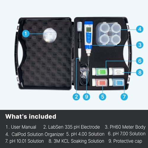 Apera Instruments PH60-WW Handheld pH Meter Tester Kit with LabSen 335 ATC pH Electrode for Lab-Grade pH Measurement in Wastewater, Suspensions, and Emulsions - style: For Dirty Liquids