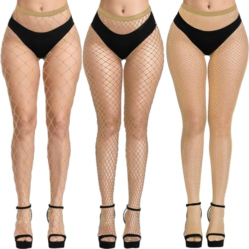 Black Fishnet Stockings for Women, Fishnet Tights Plus Size One Size Fit All - color: Natural, size: One Size