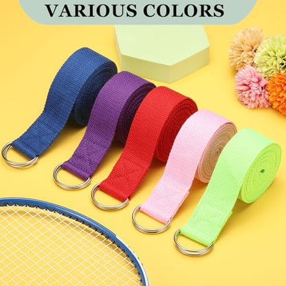 Yoga Strap for Stretching, Athletic Stretch Band with Adjustable Metal D Ring Buckle Yoga Bands - color: Blue, size: 8.2ft