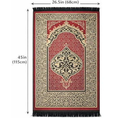 Modefa Islamic Gifts Prayer Mat | Thin Woven Praying Mat Muslim Prayer Rug | Muslim Gifts for Men Ramadan Gifts with Tesbih Prayer Beads | Ottoman Rug with Cylinder Gift Box Set Ramadan (Red) - color: Red