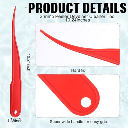 Gisafai 6 Pcs Shrimp Peeler Plastic Deveiner Cleaner Tool for Kitchen Shrimp Deveining Peel Tool, 10.2 Inch(Red) - color: Red