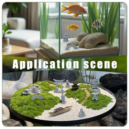 NBEADS 7 Pcs 6 Styles Mini Zen Garden Accessories, Garden Decor Micro Landscape Fish Tank Lion Lighthouse Tower Bridge Figurines for Landscape Balcony Garden Fish Tank Decoration