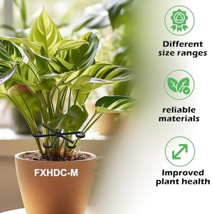 Reusable Plant Stem Supports for Indoor Plants - 4 Sizes, Durable Plastic Holders Easy Clip Hooks Growth Accessories for Climbing Plants Like Monstera Pothos and Vines