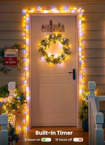 Fairy Lights 배터리 작동, 4팩 총 12.2m(40피트) 480LED 요정 조명, 타이머 포함, 가정 계단 테이블 트리 장식, 아동용 선물, 2가지 색상의 반짝이는 스트링 조명 - color: 웜 & 쿨 화이트 - 4개, size: 4팩