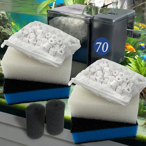 PurifyLogix 8PCS 3-Stage Filtration Filter for AquaClear 70 Power Filter | 2 Set of Replacement Maintenance Kit for Fish Tank Filter for 40- to 70-Gallon Aquariums