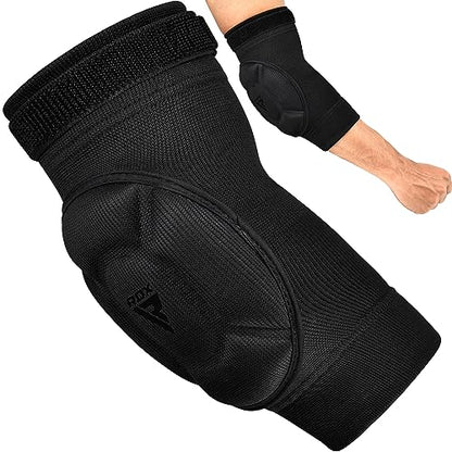 RDX Elbow Pads, Muay Thai MMA Kickboxing Sparring Elbow Guard, Martial Arts Striking Protection,Wrestling Basketball Adjustable MTB Volleyball Compression Padded Sleeve, Men Women - color: Black Black, size: Medium