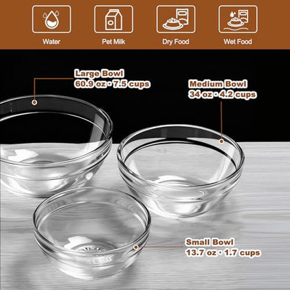 Replacement Glass Bowl for Feoyoho 5.5in Feeder Stand – 34 oz / 4.2 Cups (Replacement Only), Dishwasher & Microwave Safe - size: For 5.5ʺ Tall Stand (Medium, 34 oz)