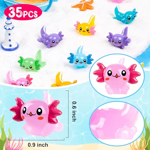 70Pcs Mini Resin Axolotl, Miniature Animal Figurine | Garden Landscape Aquarium Dollhouse Ornament Potted Plants Decor for DIY Craft Garden Fairy Decoration Birthday Party Favor